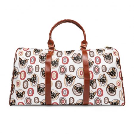 Waterproof Travel Bag – Chihuahua with Circles Backdrop Design