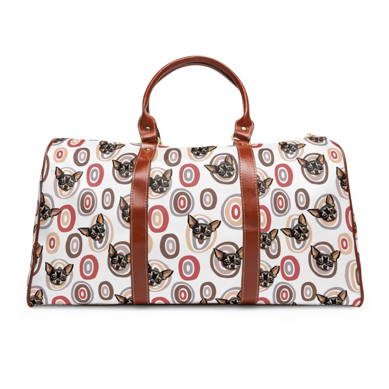 Waterproof Travel Bag – Chihuahua with Circles Backdrop Design