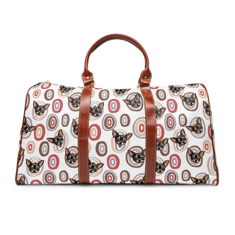 Waterproof Travel Bag – Chihuahua with Circles Backdrop Design - Image 2