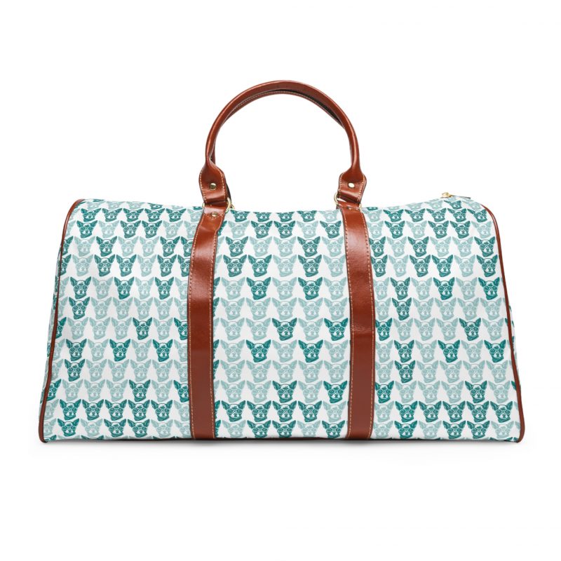 Waterproof Travel Bag - Nerdy Chihuahua with Glasses Design