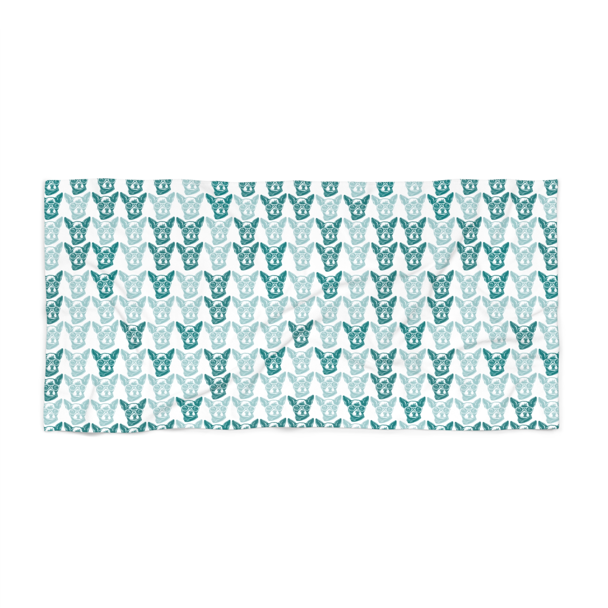 Beach Towel - Nerdy Chihuahua with Glasses Design