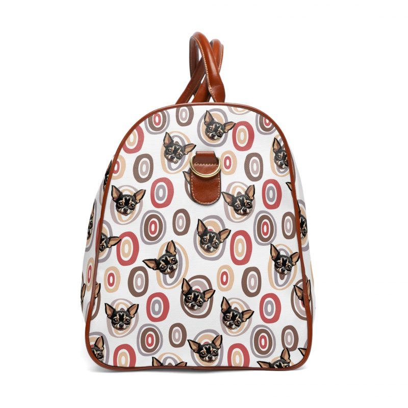 Waterproof Travel Bag – Chihuahua with Circles Backdrop Design - Image 3