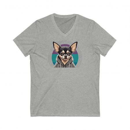 Hooded Chihuahua V-Neck Tee – Unisex Fit