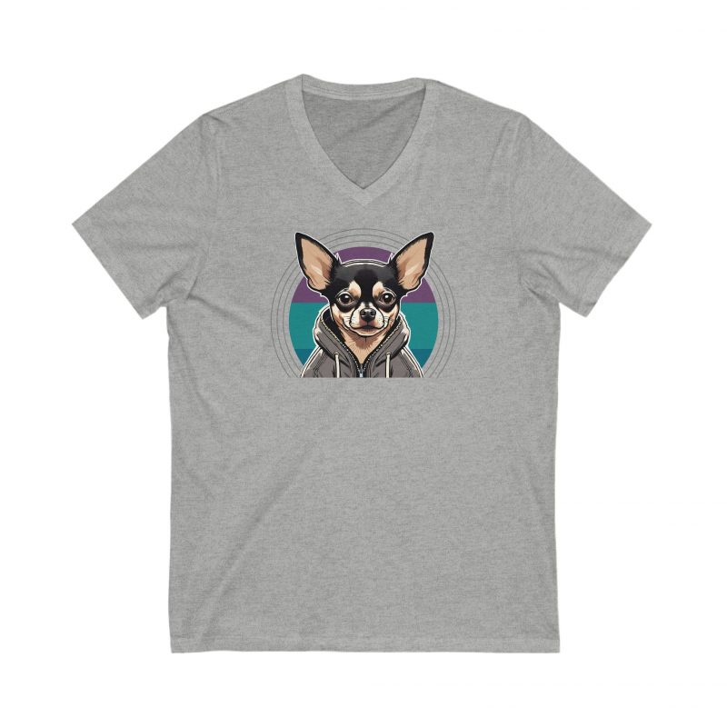 Hooded Chihuahua V-Neck Tee – Unisex Fit
