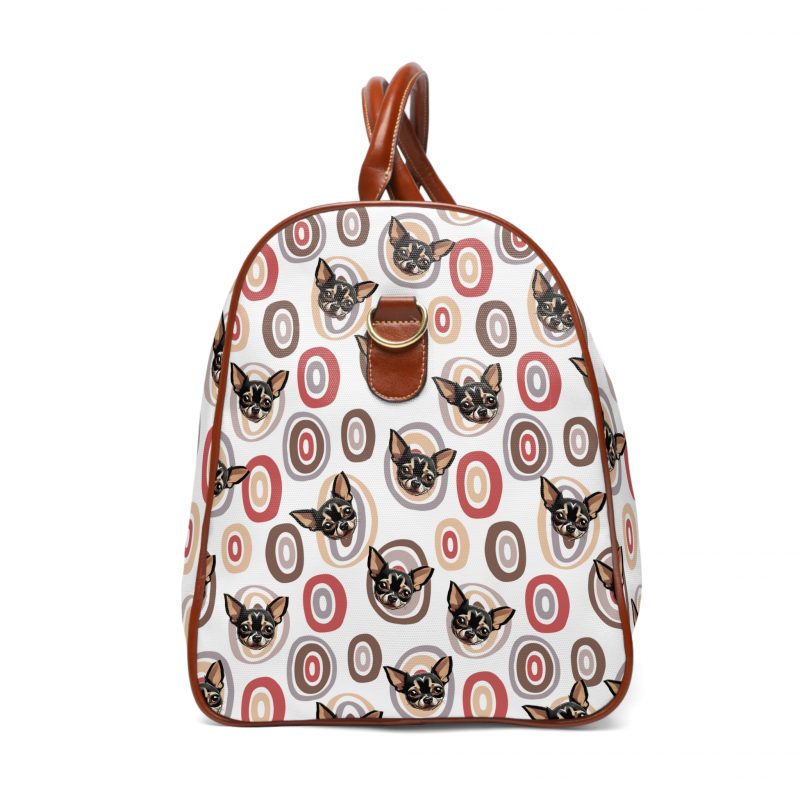 Waterproof Travel Bag – Chihuahua with Circles Backdrop Design - Image 4