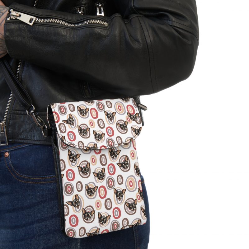 Small Cell Phone Wallet – Chihuahua with Circles Backdrop Design - Image 3